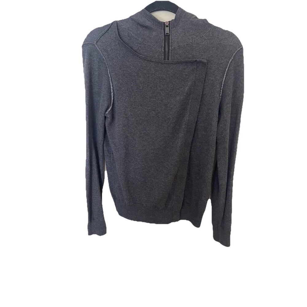 HAUTE HIPPIE 100% Cotton Asymmetric Zip Gray 2-tone Hoodie, Size XS